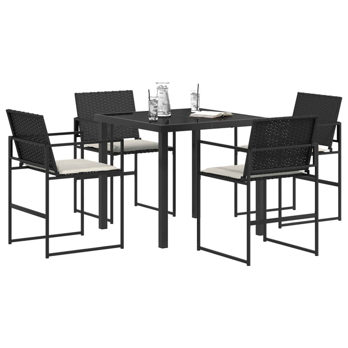 Set de masă pentru grădină 5 pcs Negru și Crem poliratan WALTI