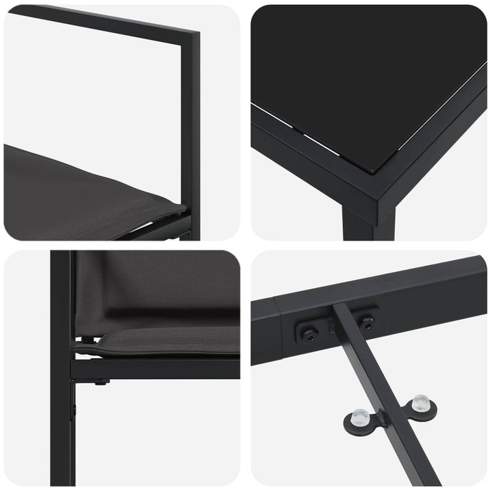 Set de masă pentru grădină 5 pcs Negru și gri închis - WALTI WALTI
