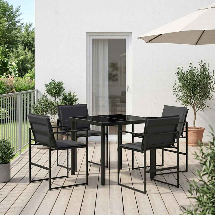 Set de masă pentru grădină 5 pcs Negru și gri închis - WALTI WALTI