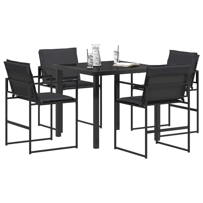 Set de masă pentru grădină 5 pcs Negru și gri închis - WALTI WALTI