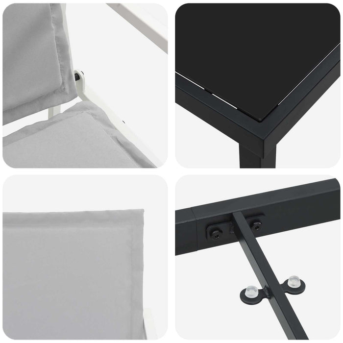 Set de masă pentru grădină 5 pcs Alb și gri deschis WALTI