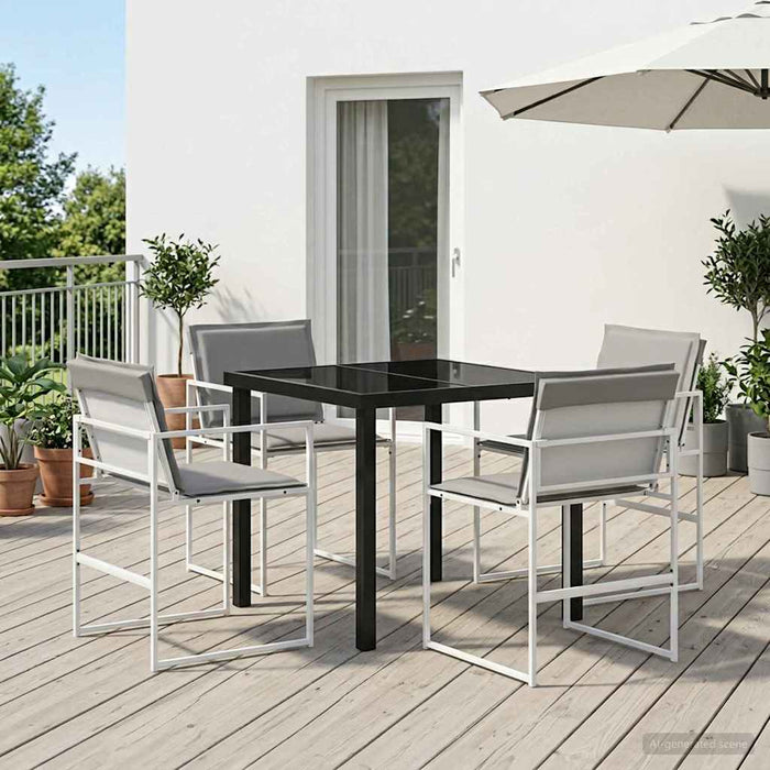 Set de masă pentru grădină 5 pcs Alb și gri deschis WALTI