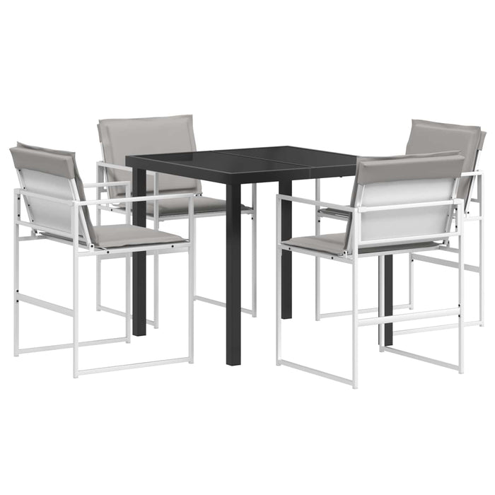 Set de masă pentru grădină 5 pcs Alb și gri deschis WALTI