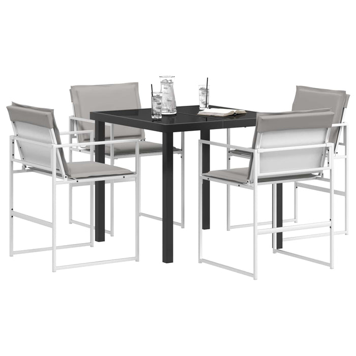 Set de masă pentru grădină 5 pcs Alb și gri deschis WALTI