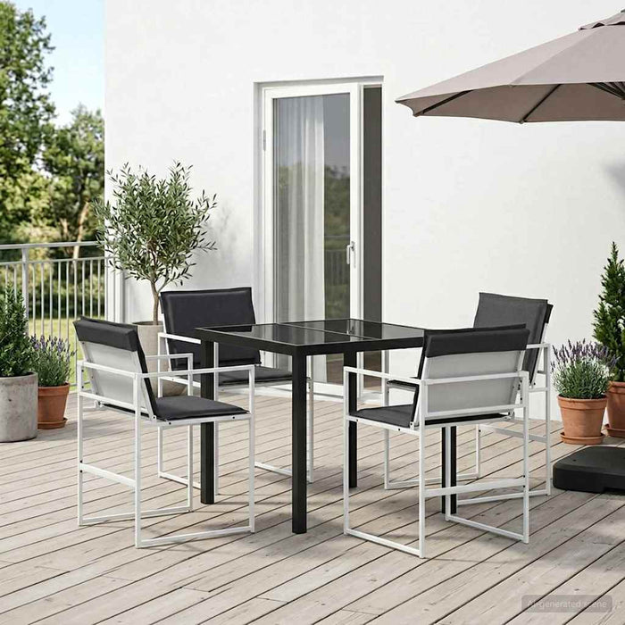 Set de masă pentru grădină 5 pcs Alb și antracit WALTI