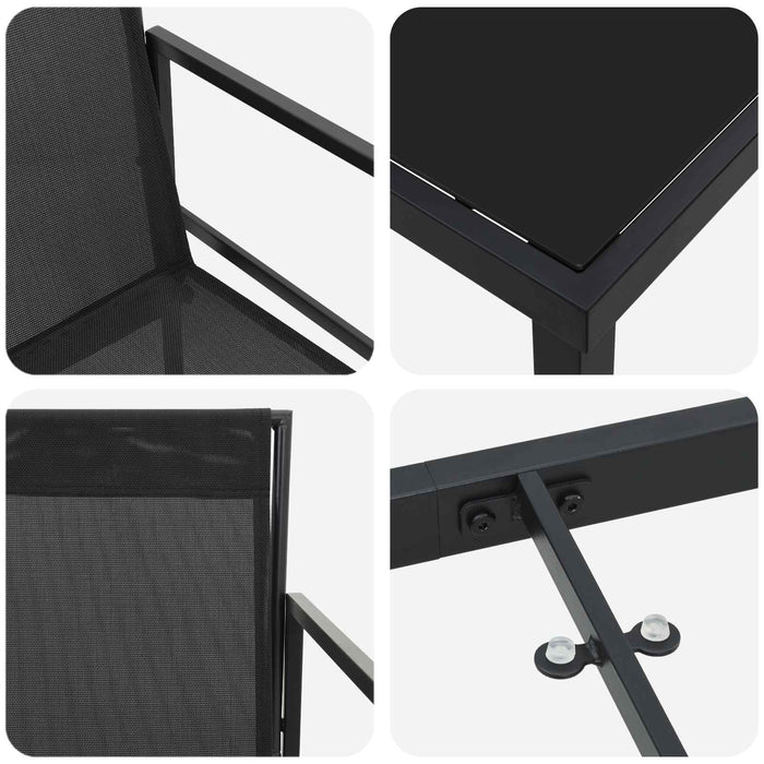 Set de masă pentru grădină 5 pcs Negru Textilene și Oțel - WALTI WALTI