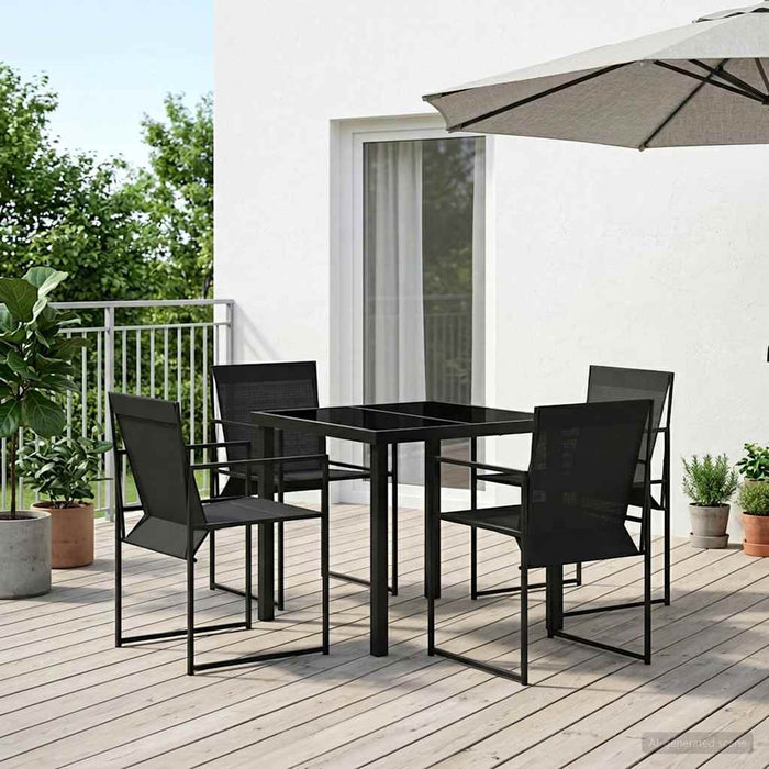 Set de masă pentru grădină 5 pcs Negru Textilene și Oțel - WALTI WALTI