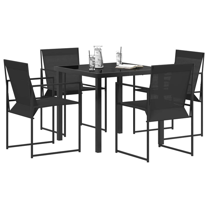 Set de masă pentru grădină 5 pcs Negru Textilene și Oțel - WALTI WALTI