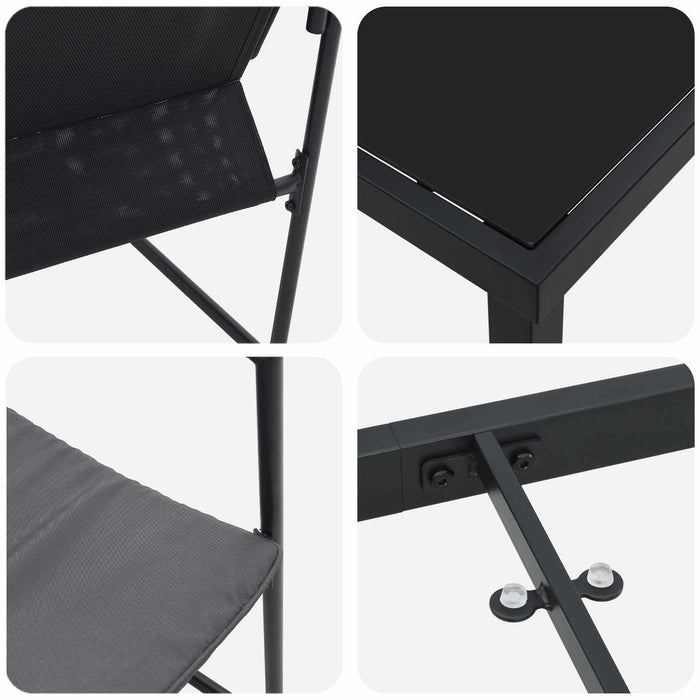 Set de masă pentru grădină 5 pcs Negru și antracit - WALTI WALTI