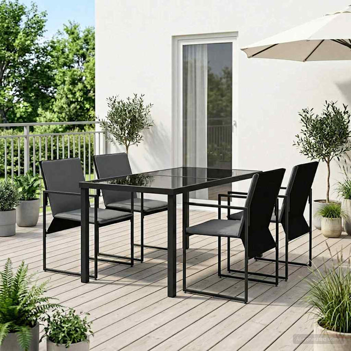 Set de masă pentru grădină 5 pcs Negru și antracit - WALTI WALTI