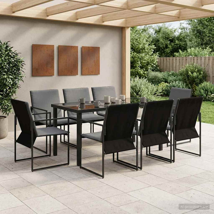 Set de masă pentru grădină 9 pcs Negru și antracit - WALTI WALTI