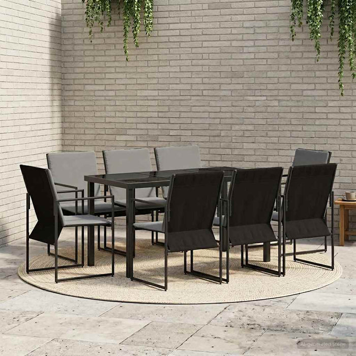 Set de masă pentru grădină 9 pcs Negru și antracit - WALTI WALTI