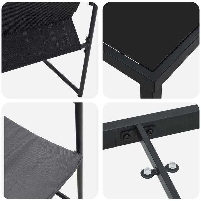 Set de masă pentru grădină 9 pcs Negru și antracit WALTI