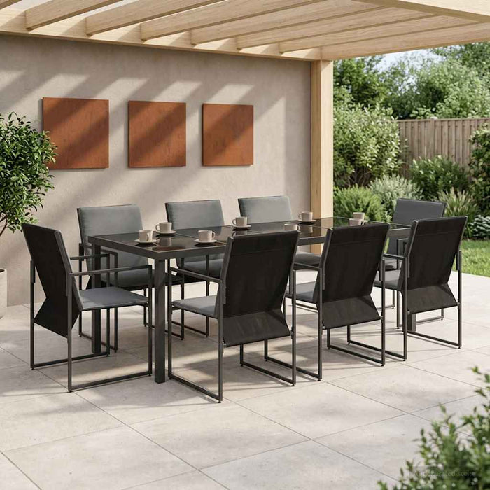 Set de masă pentru grădină 9 pcs Negru și antracit WALTI