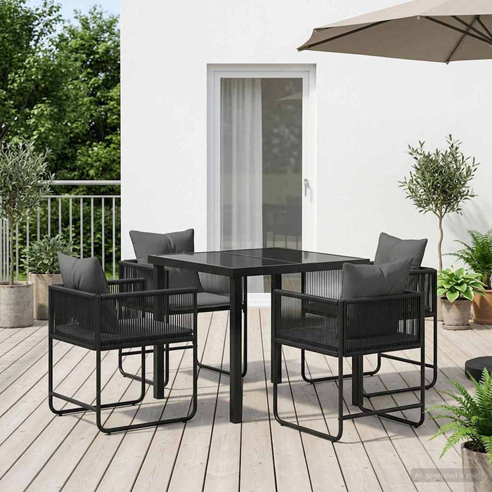 Set de masă pentru grădină 5 pcs Negru și antracit - WALTI WALTI