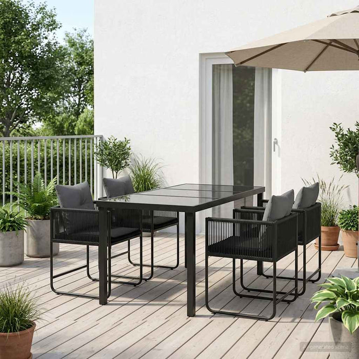 Set de masă pentru grădină 5 pcs Negru și antracit - WALTI WALTI