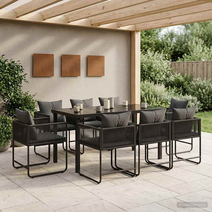Set de masă pentru grădină 9 pcs Negru și antracit - WALTI WALTI