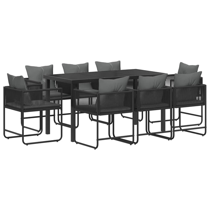 Set de masă pentru grădină 9 pcs Negru și antracit - WALTI WALTI