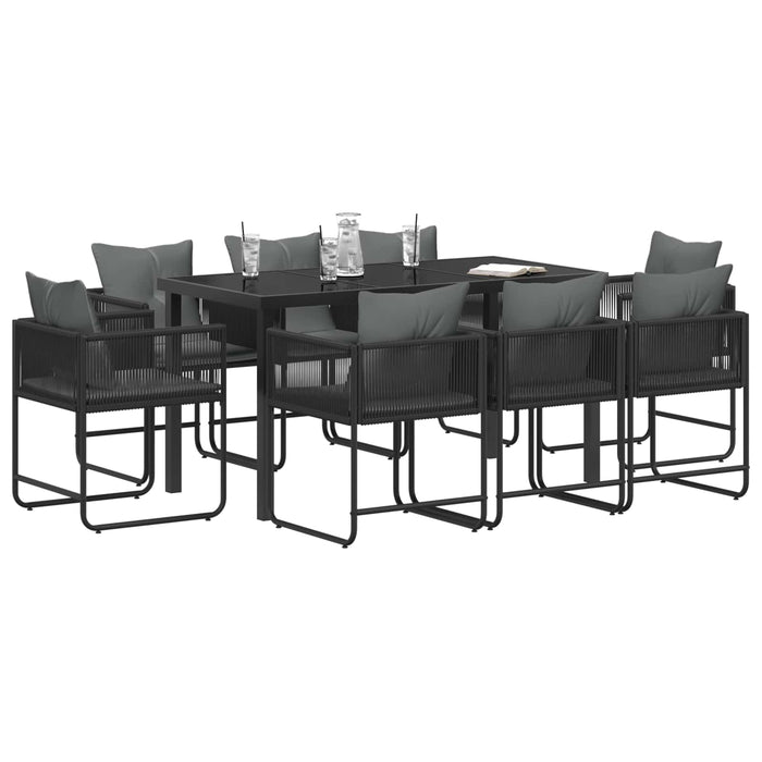 Set de masă pentru grădină 9 pcs Negru și antracit - WALTI WALTI
