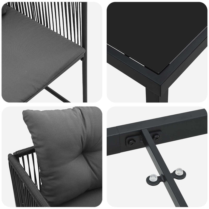 Set de masă pentru grădină 9 pcs Negru și antracit WALTI