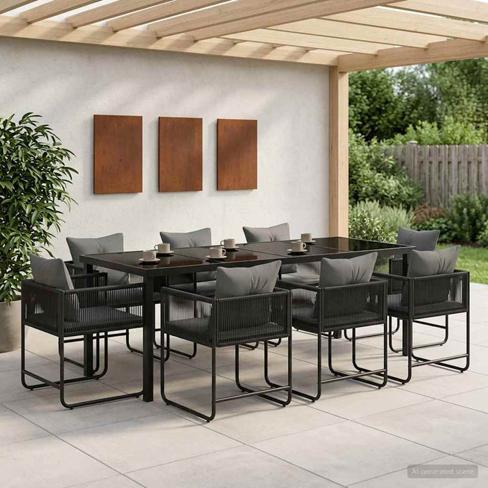 Set de masă pentru grădină 9 pcs Negru și antracit WALTI