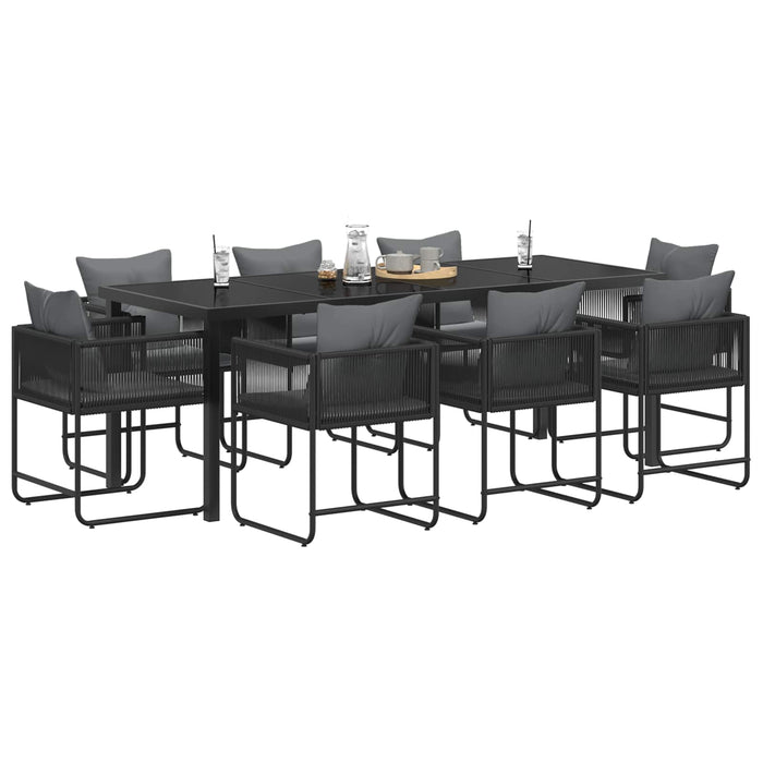 Set de masă pentru grădină 9 pcs Negru și antracit WALTI