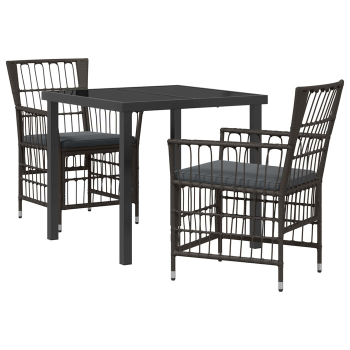 Set dining pentru exterior 3 buc. Negru poliratan WALTI