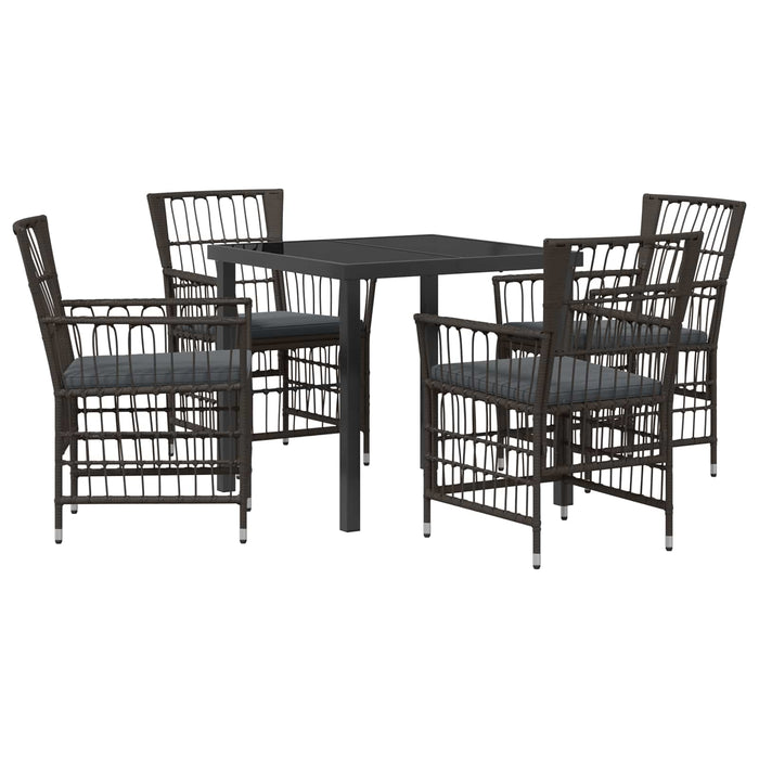 Set dining pentru exterior 5 buc. Negru poliratan WALTI