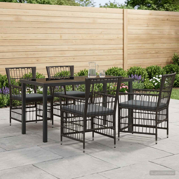Set dining pentru exterior 5 buc. Negru poliratan WALTI