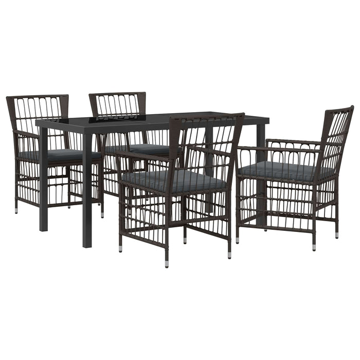 Set dining pentru exterior 5 buc. Negru poliratan WALTI