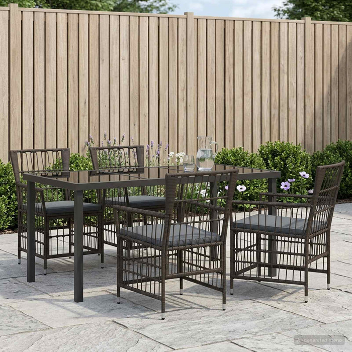 Set dining pentru exterior 5 buc. Negru poliratan WALTI