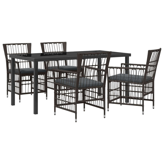Set dining pentru exterior 5 buc. Negru poliratan WALTI