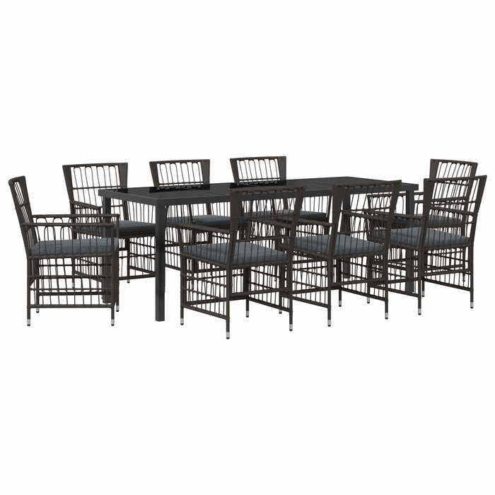 Set dining pentru exterior 9 buc. Negru poliratan WALTI