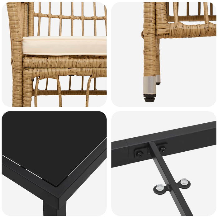 Set dining pentru exterior 5 buc. natural poliratan WALTI