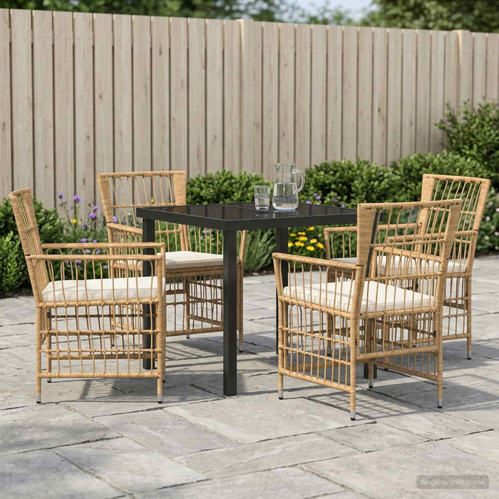 Set dining pentru exterior 5 buc. natural poliratan WALTI