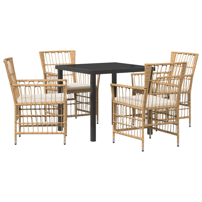 Set dining pentru exterior 5 buc. natural poliratan WALTI