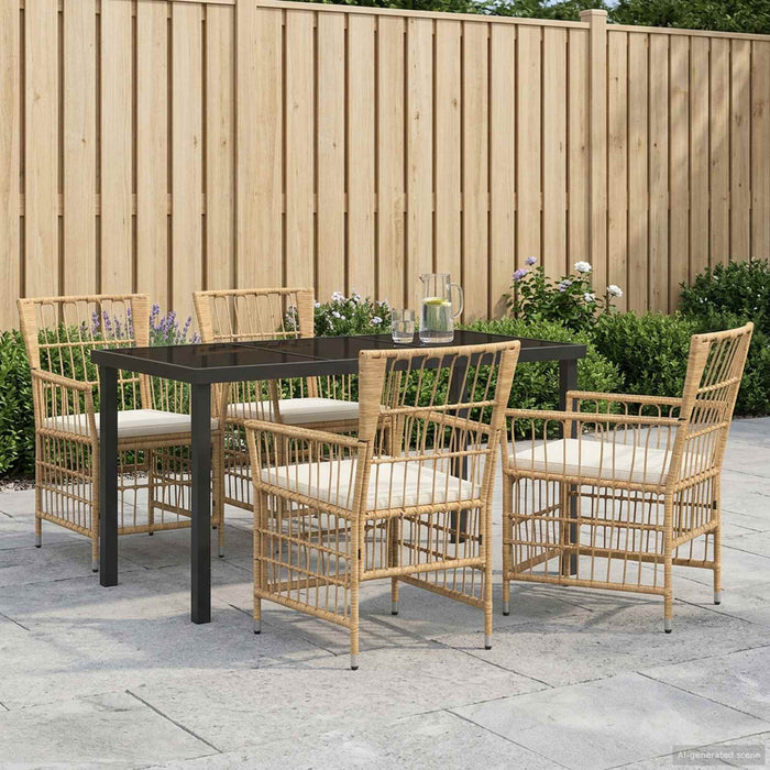 Set dining pentru exterior 5 buc. natural poliratan WALTI