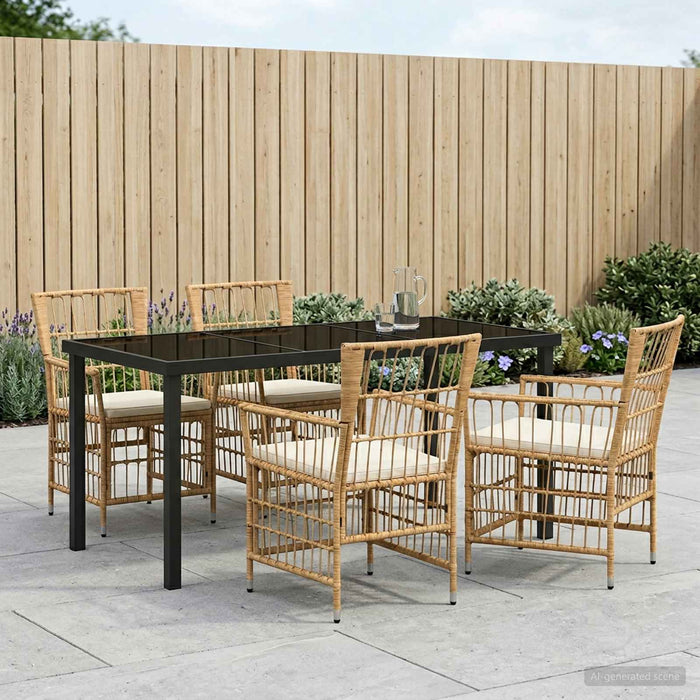 Set dining pentru exterior 5 buc. natural poliratan WALTI