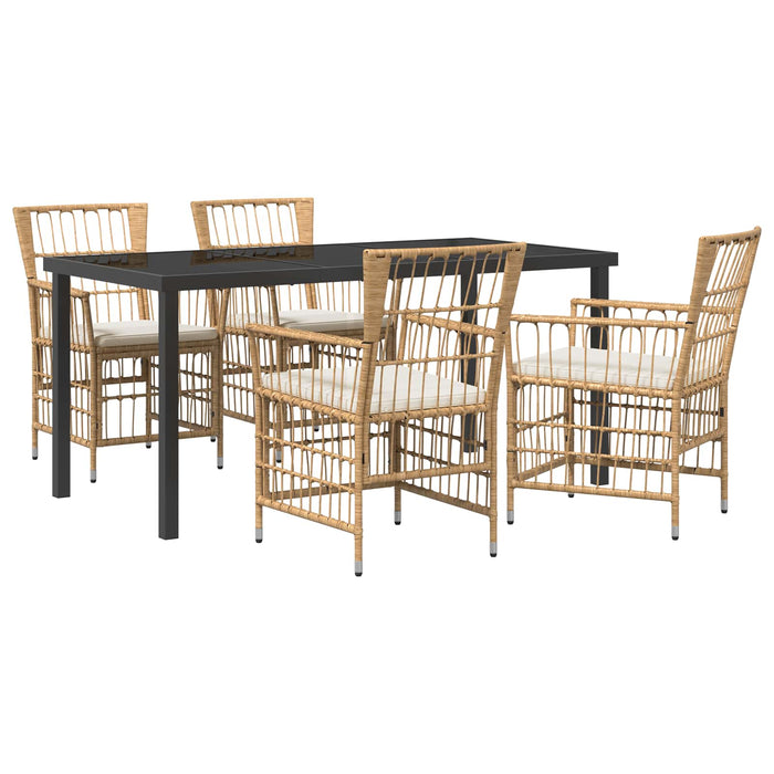 Set dining pentru exterior 5 buc. natural poliratan WALTI