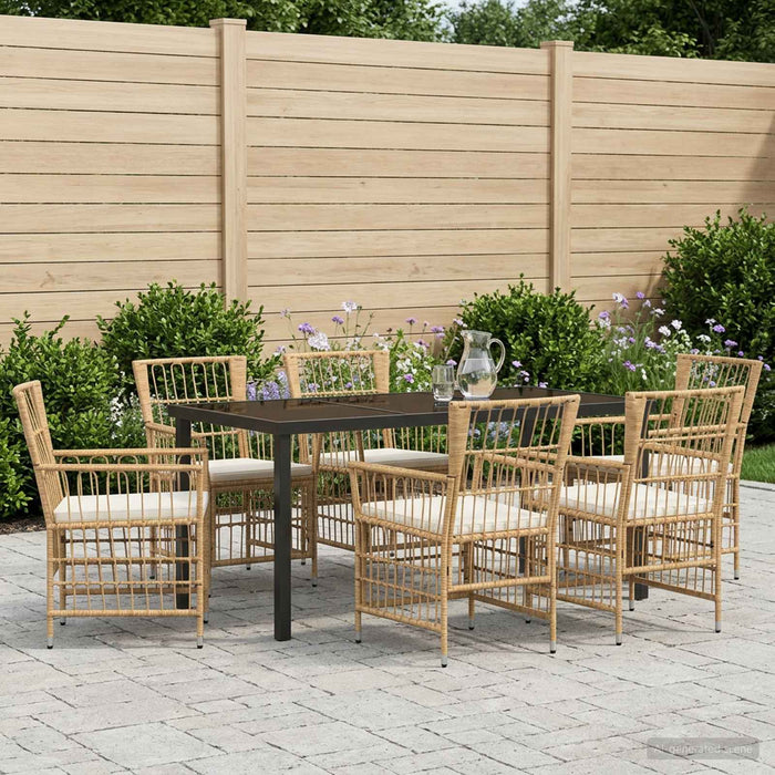 Set dining pentru exterior 7 buc. natural poliratan WALTI