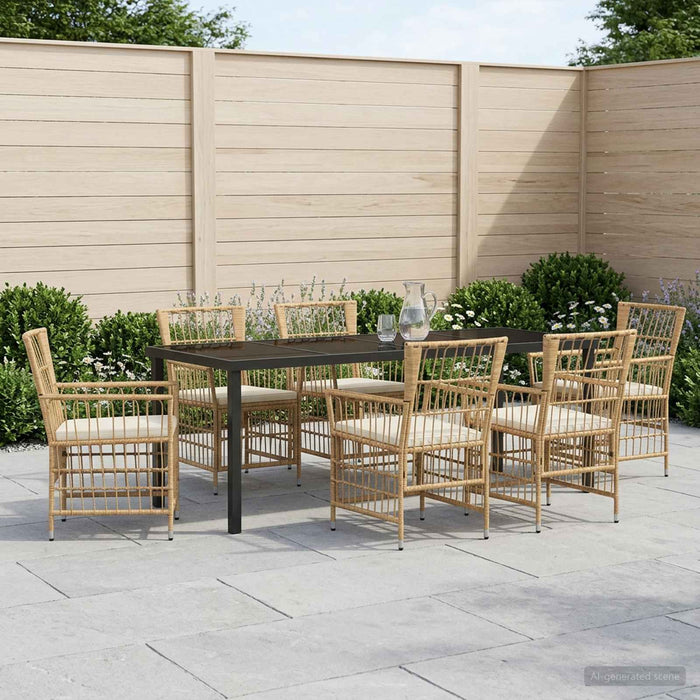 Set dining pentru exterior 7 buc. natural poliratan WALTI