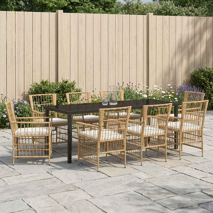 Set dining pentru exterior 9 buc. natural poliratan WALTI