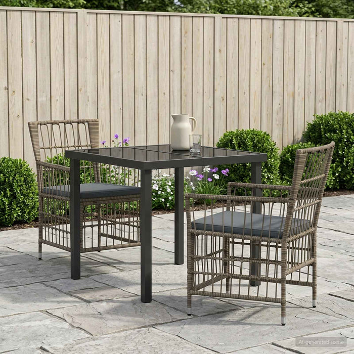 Set dining pentru exterior 3 buc. Gri poliratan WALTI