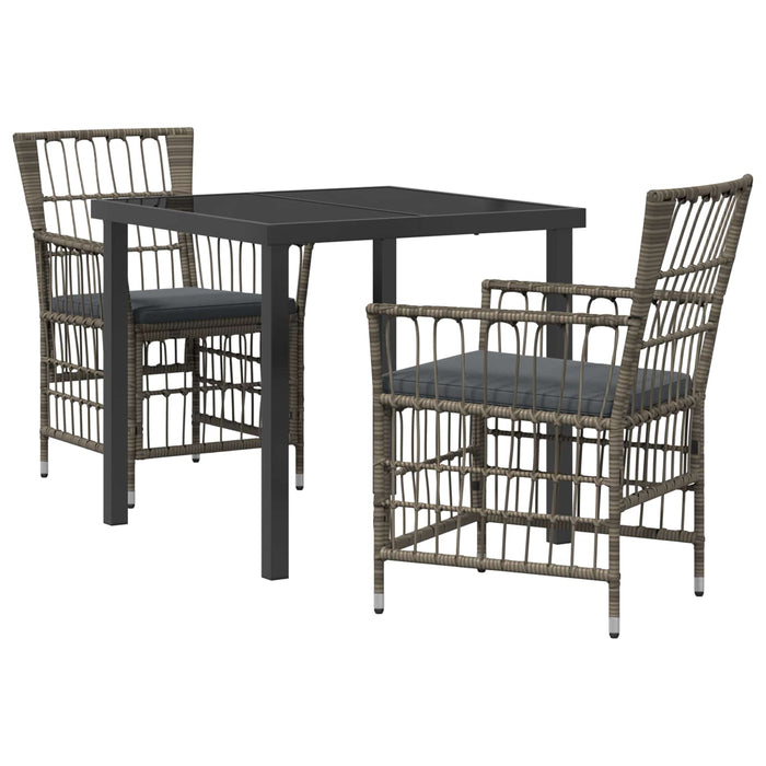 Set dining pentru exterior 3 buc. Gri poliratan WALTI