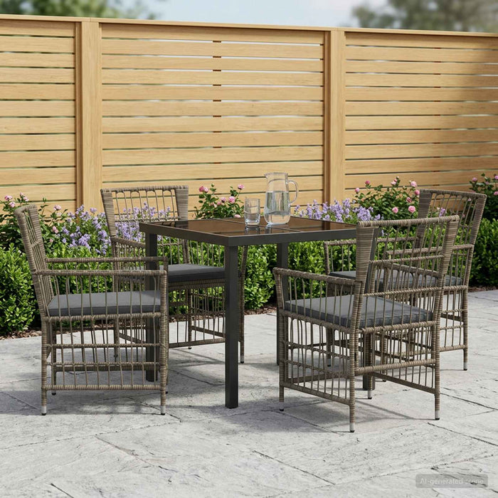 Set dining pentru exterior 5 buc. Gri poliratan WALTI