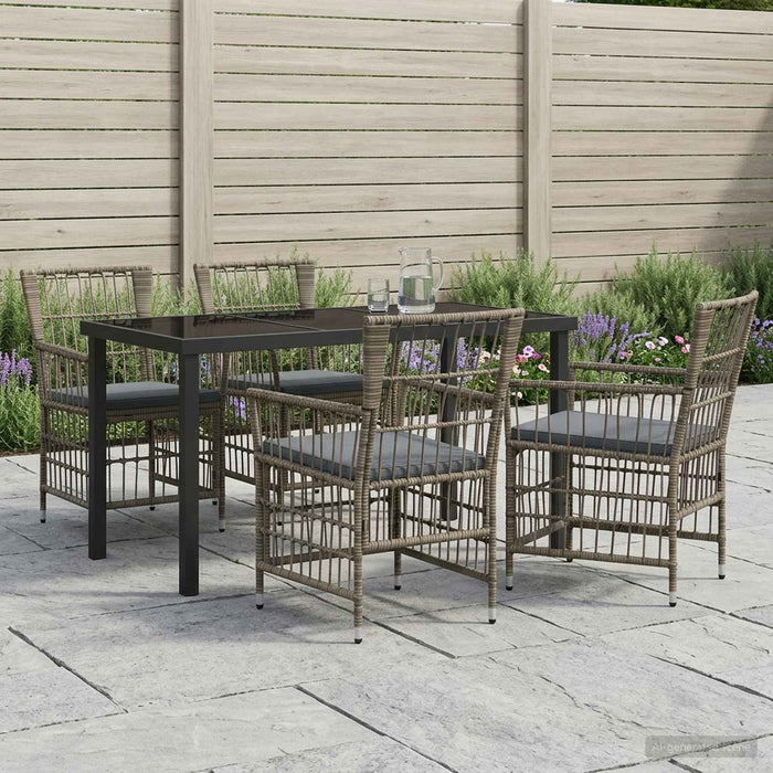 Set dining pentru exterior 5 buc. Gri poliratan WALTI