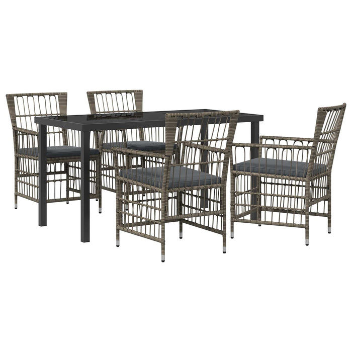 Set dining pentru exterior 5 buc. Gri poliratan WALTI