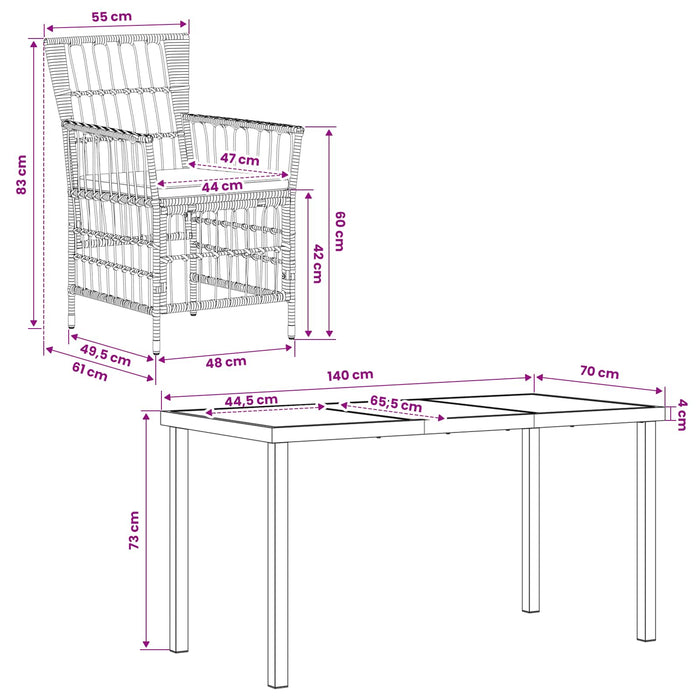 Set dining pentru exterior 5 buc. Gri poliratan WALTI