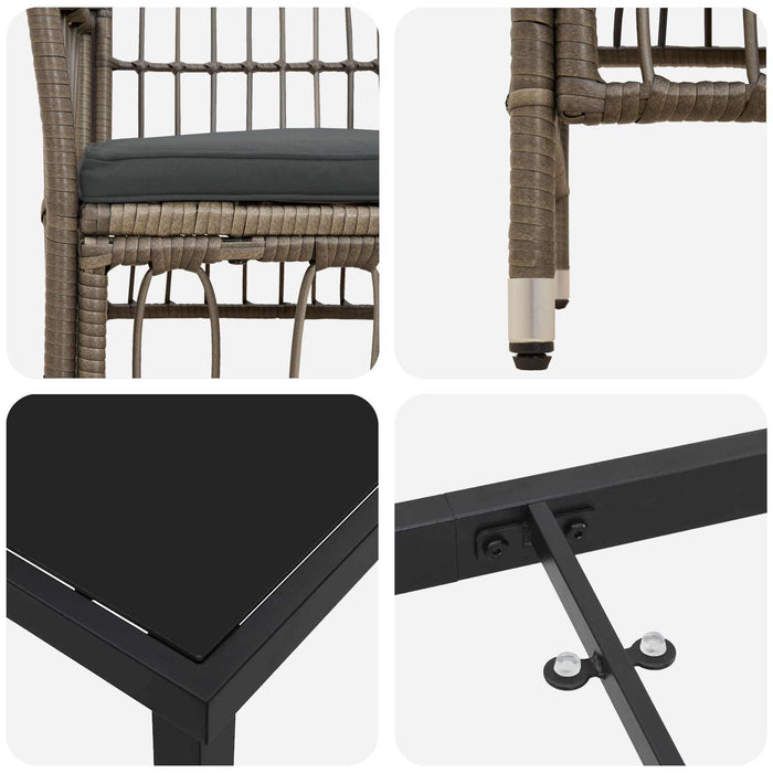 Set dining pentru exterior 5 buc. Gri poliratan WALTI