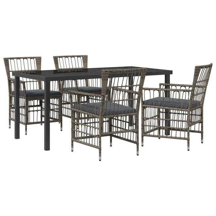 Set dining pentru exterior 5 buc. Gri poliratan WALTI